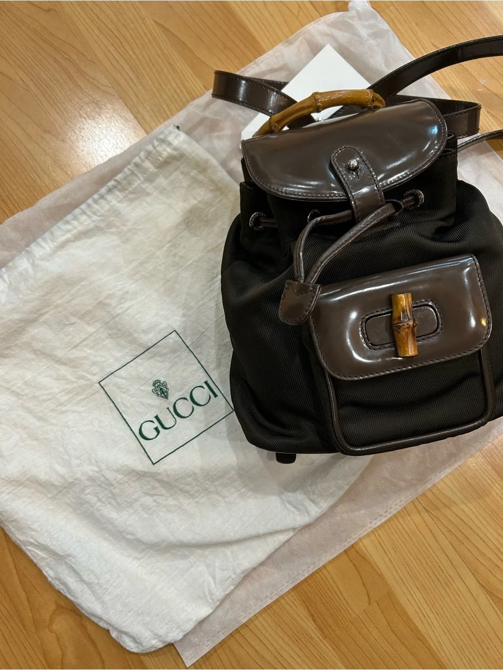 Vintage Gucci Bamboo Mini Nylon Backpack (1990s) with COA